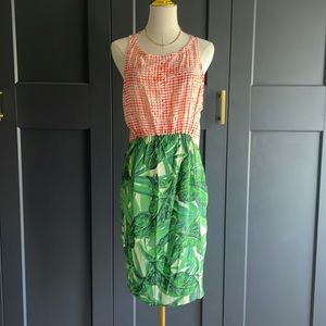 Anthropologie Si-iae  mixed media print silk dress